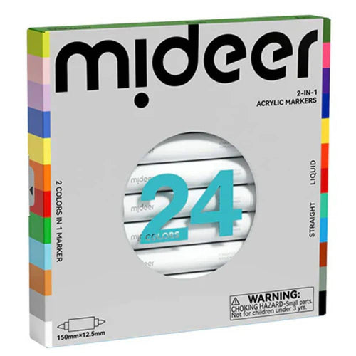 Mideer Acrylmarker Set 24 Farben in einem praktischen 2-in-1 Marker-Design