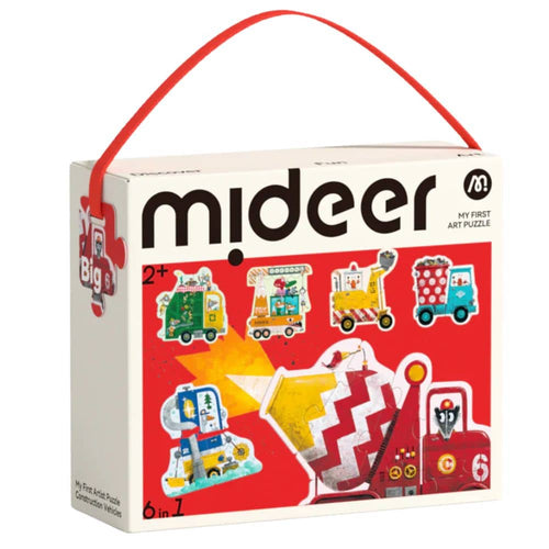 Mideer erste Puzzles für Kleinkinder im praktischen Tragekoffer mit bunten Fahrzeugmotiven