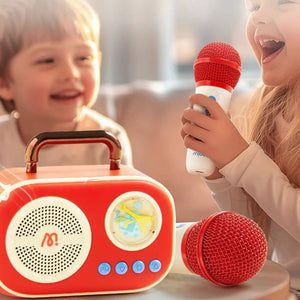Mideer Karaoke Set für Kinder mit zwei Mikrofonen und rotem Lautsprecher für Spaß und Musik