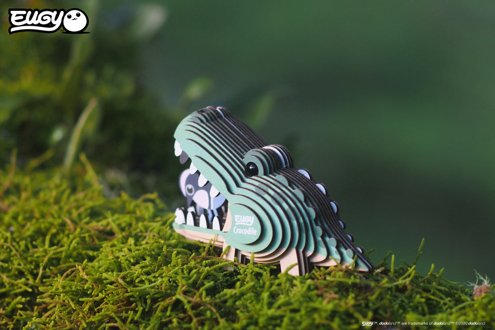 Öko Puzzle 3D Krokodil von Eugy mit detaillierter Gestaltung und lustigem Design