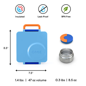 Lunchbox mit Thermoskanne OmieBox – Blue Sky isoliert auslaufsicher BPA frei ideal für unterwegs