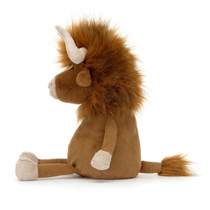 Jellycat Plüsch-Bulle Ramone 33 cm braun mit weichem Fell und feinen Details als Kuscheltier