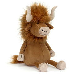 Jellycat Plüsch-Bulle Ramone 33 cm sitzende braune weiche Kuschelfigur mit Hörnern