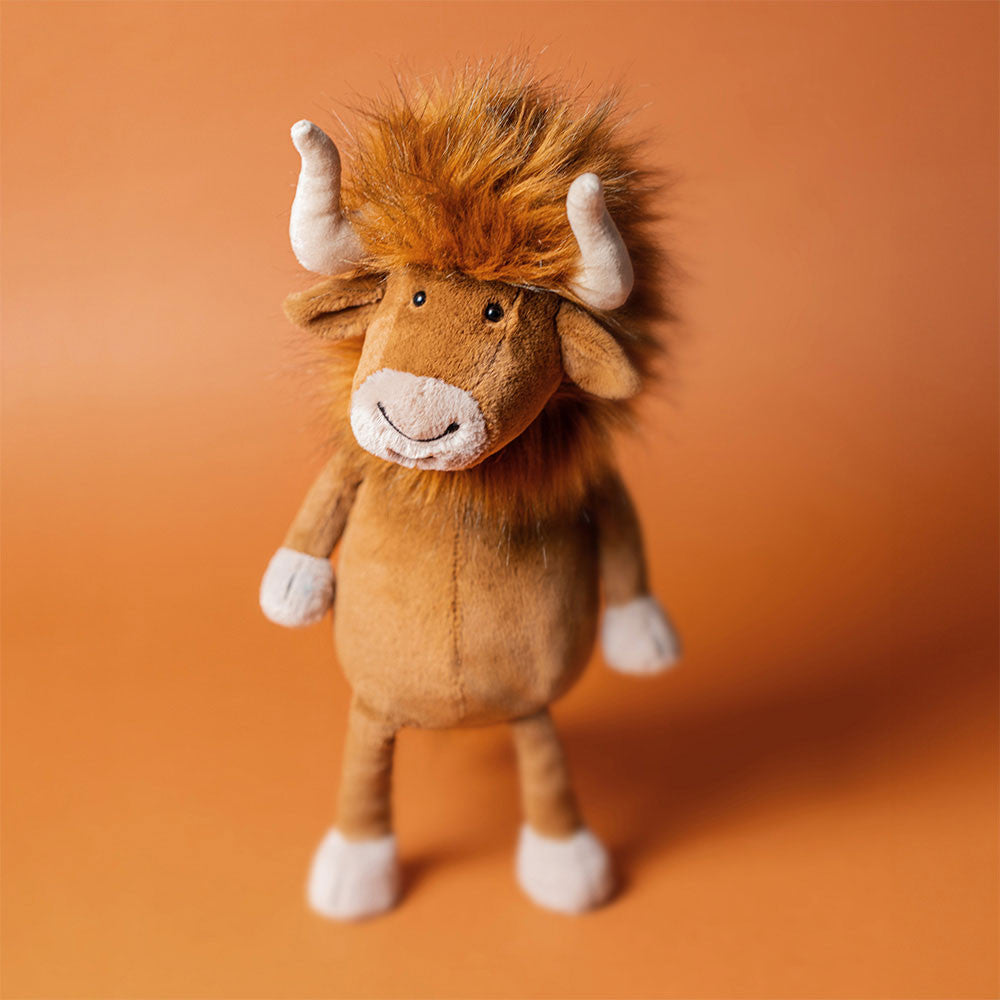 Jellycat Plüsch-Bulle Ramone 33 cm sitzende braune weiche Kuschelfigur mit Hörnern