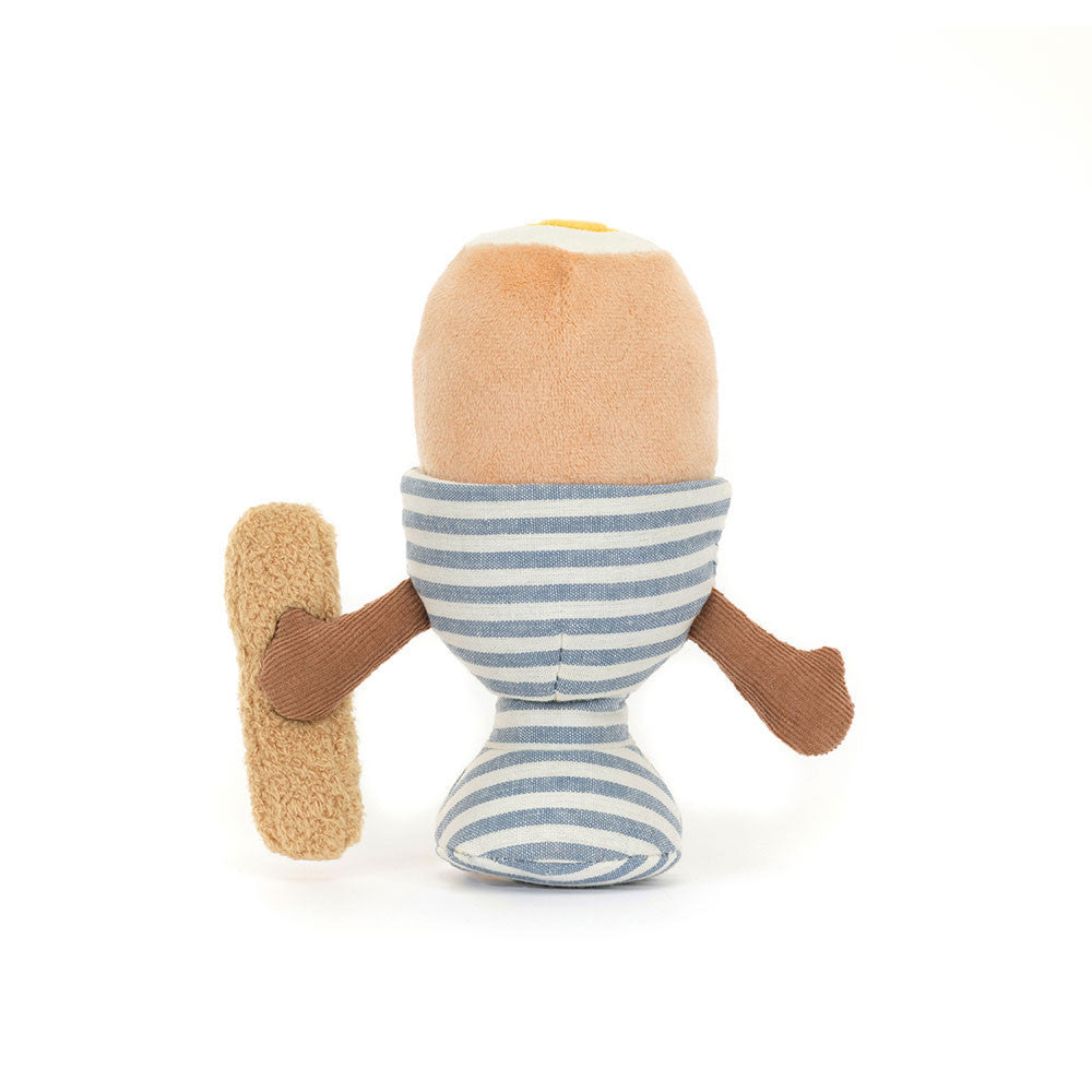Jellycat Plüsch Ei im Glas mit fröhlichem Gesicht und einem knuddeligen Löffel