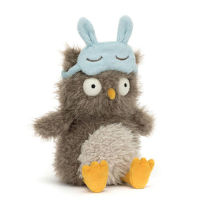 Jellycat Plüsch-Eule 24 cm mit Schlafmaske in hellem Blau und weichem, kuscheligem Material
