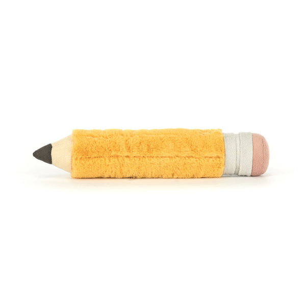 Jellycat Plüsch Lustiger Bleistift 21 cm weiches Kuscheltier in Stiftform gelb und grau