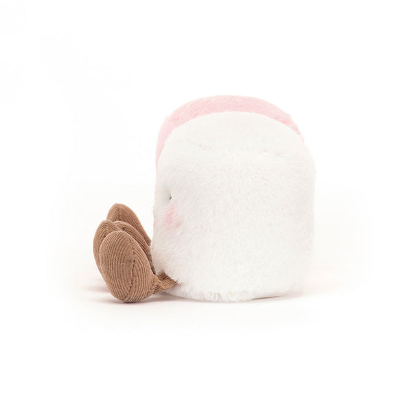 Jellycat weiche Plüsch-Marshmallows 9 cm Kuscheltier mit braunen Füßen und rosa Akzenten