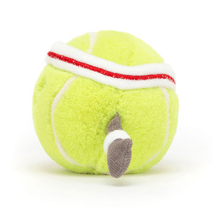 Jellycat Plüsch Tennisball für Kinder in leuchtendem Gelb mit rotem Streifen