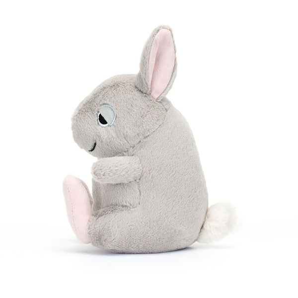 Jellycat Plüschhase 16 cm grau mit rosa Ohren und weichem Fell Kuscheltier
