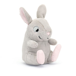 Jellycat Plüschhase 16 cm Kuschelhase aus weichem grauem Plüsch mit rosa Details