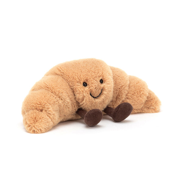 Jellycat Plüsch-Croissant 20 cm Kuscheltier mit braunen Füßen und freundlichem Gesicht