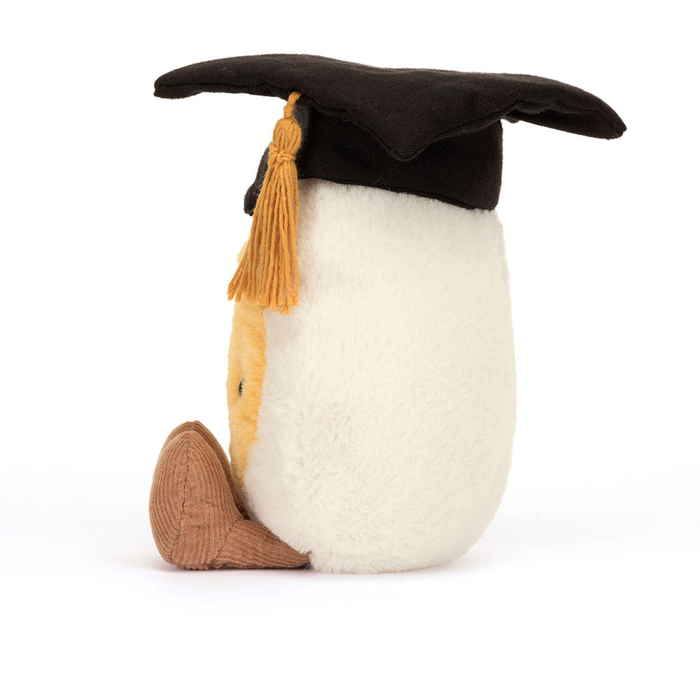 Jellycat Plüsch-Ei – Absolvent 14 cm mit schwarzem Doktorhut und fröhlichem Gesicht