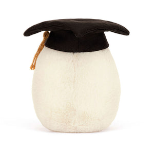 Jellycat Plüsch-Ei – Absolvent 14 cm Kuscheltier mit schwarzer Abschlusshut-Mütze