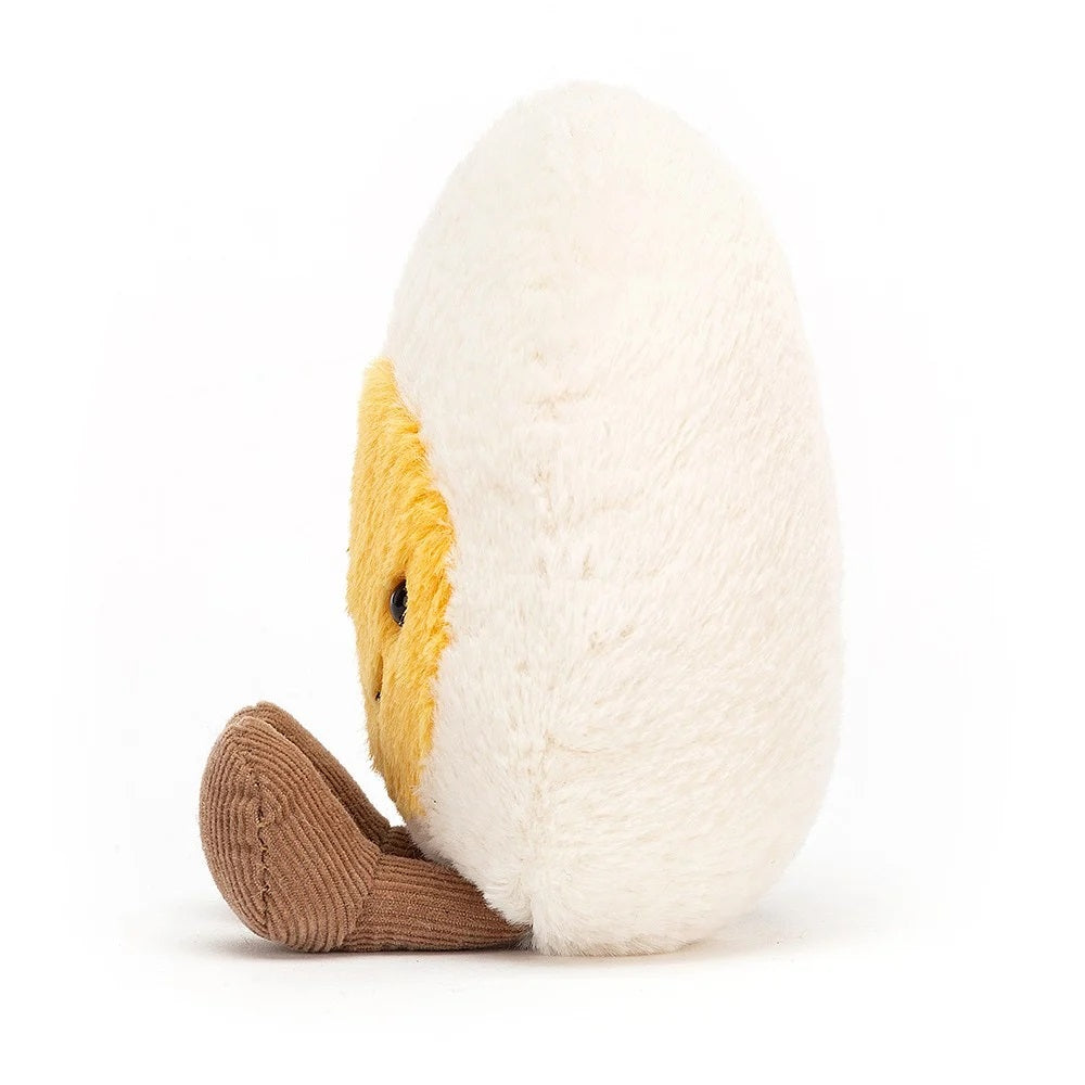 Jellycat Plüsch-Ei mit fröhlichem Gesicht 14 cm weiches Kuscheltier mit braunen Füßen