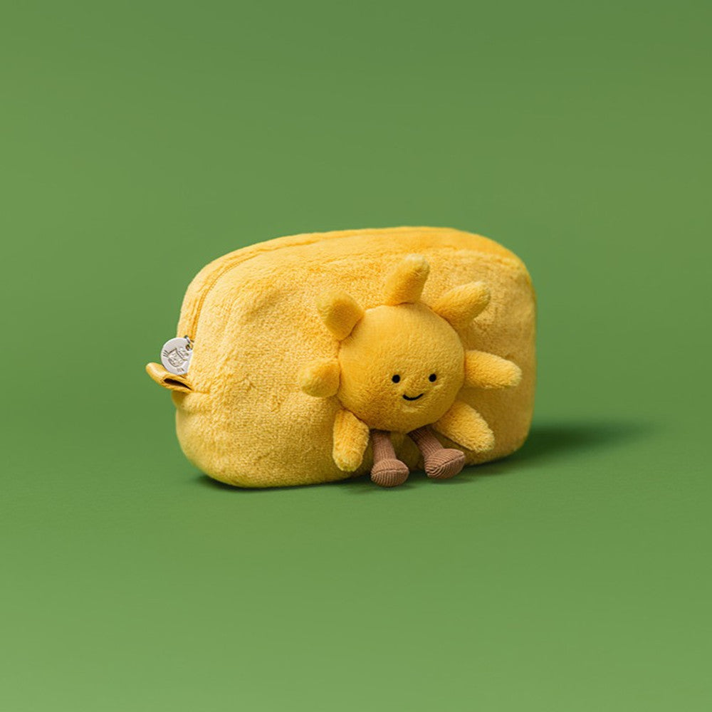 Jellycat Plüsch-Federtasche, Schminktasche - Lächelnder Sonnenschein 19 cm aus weichem Plüsch