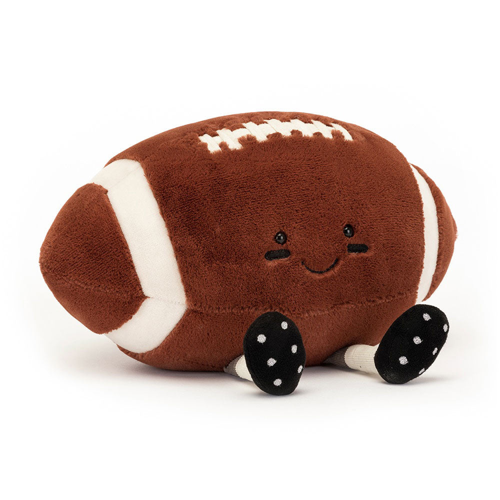 Jellycat Plüsch Fröhlicher American Football 28 cm Kuscheltier braun mit lachendem Gesicht