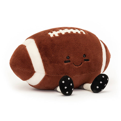 Jellycat Plüsch Fröhlicher American Football 28 cm Kuscheltier braun mit lachendem Gesicht