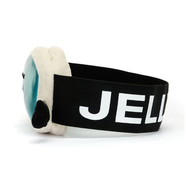 Jellycat Plüsch Jolly Skibrille 17 cm mit schwarzem elastischem Band und blauem Sichtfenster