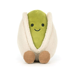 Jellycat Plüsch Pistazie 14 cm Kuscheltier mit grünem Gesicht und beige Hülle