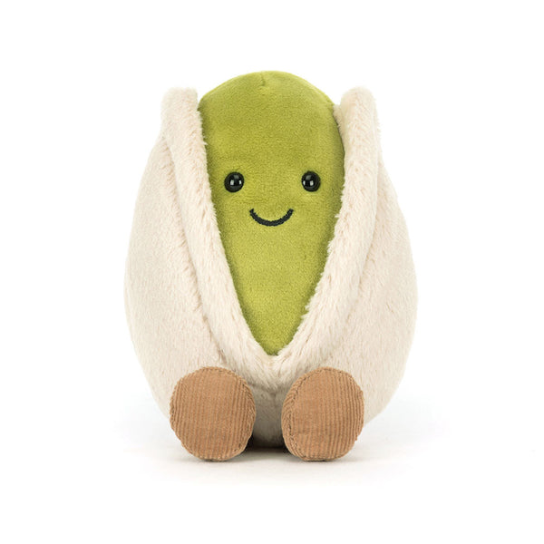 Jellycat Plüsch Pistazie 14 cm Kuscheltier mit grünem Gesicht und beige Hülle