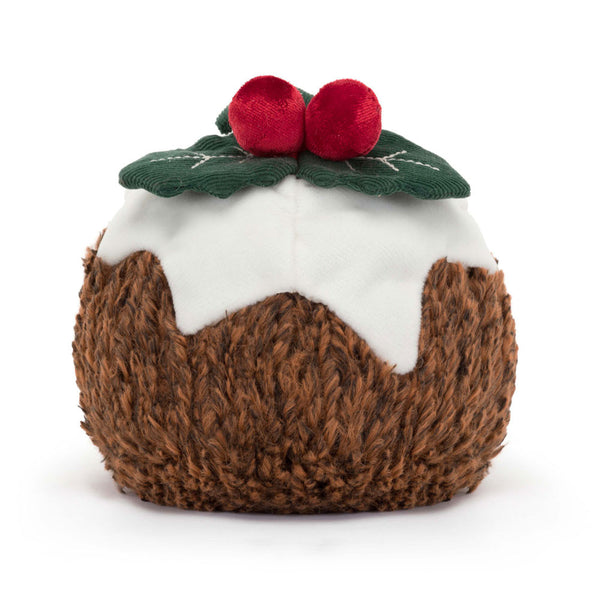 Jellycat Plüsch Pudding 17 cm weiches Kuscheltier mit rotem Beeren- und Blattdekor