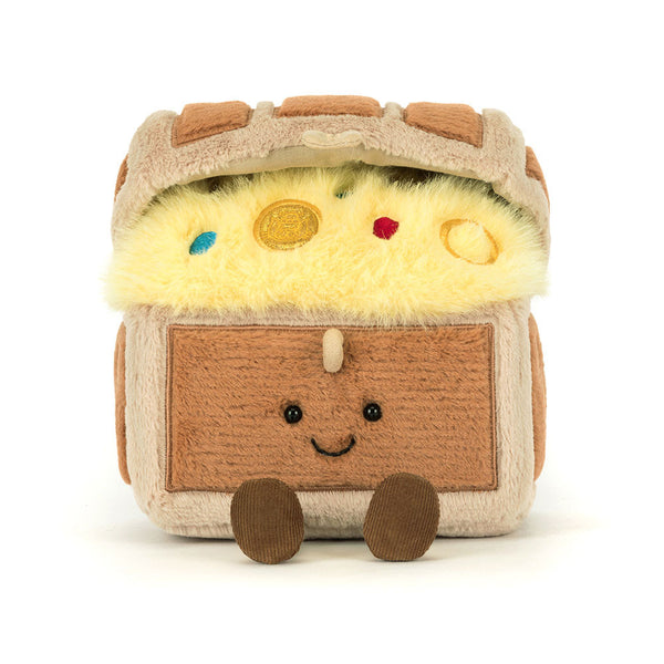 Jellycat Przytulanka Plüsch-Schatzkiste 19 cm mit weichem, buntem Plüsch und freundlichem Gesicht