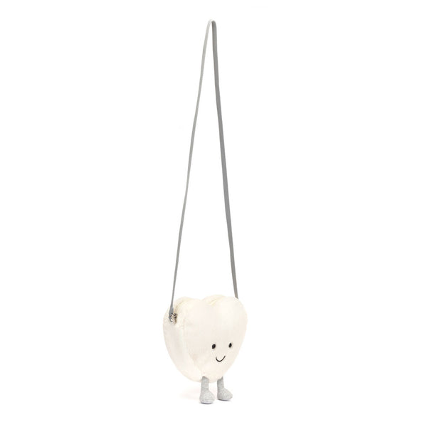 Jellycat Plüsch Umhängetasche Cremefarbenes Herz mit süßem Gesicht und langem Trageriemen
