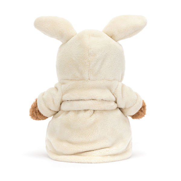 Jellycat Plüschbär – Bartholomäus im Bademantel 26 cm von hinten mit weichem Stoff und Ohren