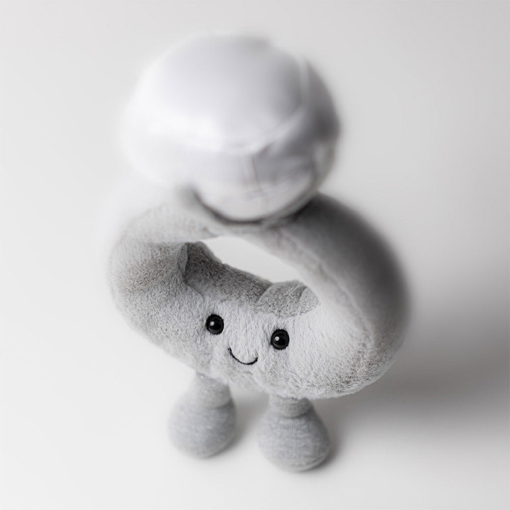 Jellycat Plüschring – Mit Diamant 20 cm weicher grauer Kuschelring mit lächelndem Gesicht