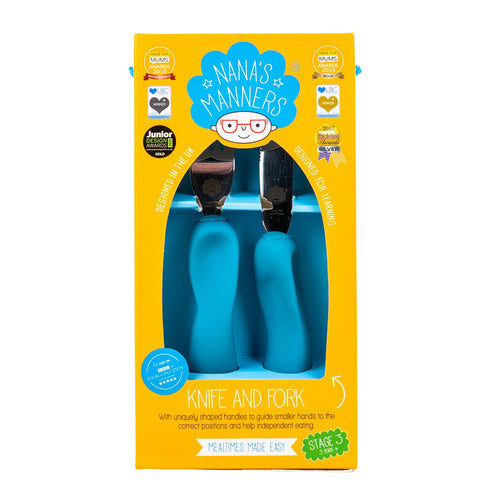 Besteck Messer Gabel STUFE 3 - Blau