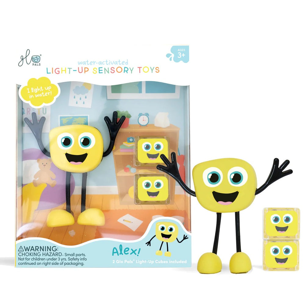Badefigur Alex – Set mit zwei im Wasser leuchtenden Sensorikwürfeln