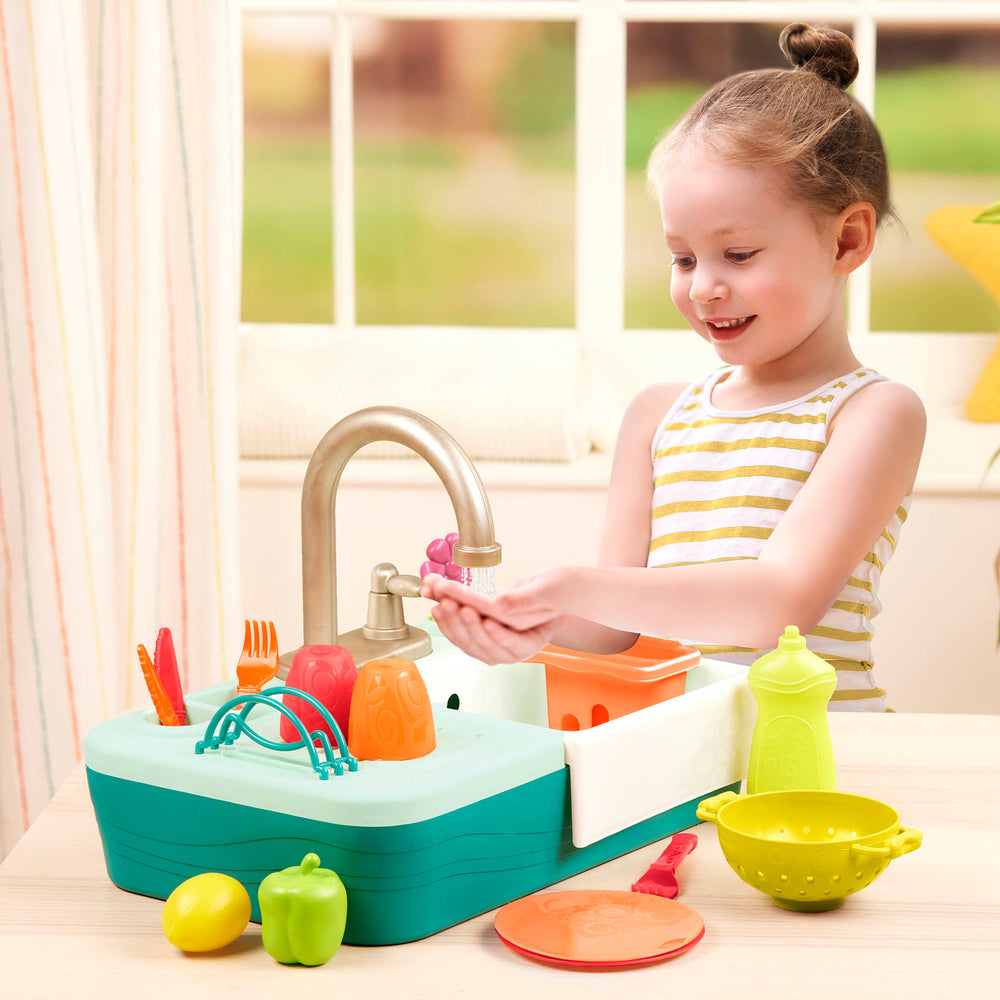Spülbecken mit funktionierendem Wasserhahn und Zubehör – Splash-n-Scrub Sink - Tublu.de