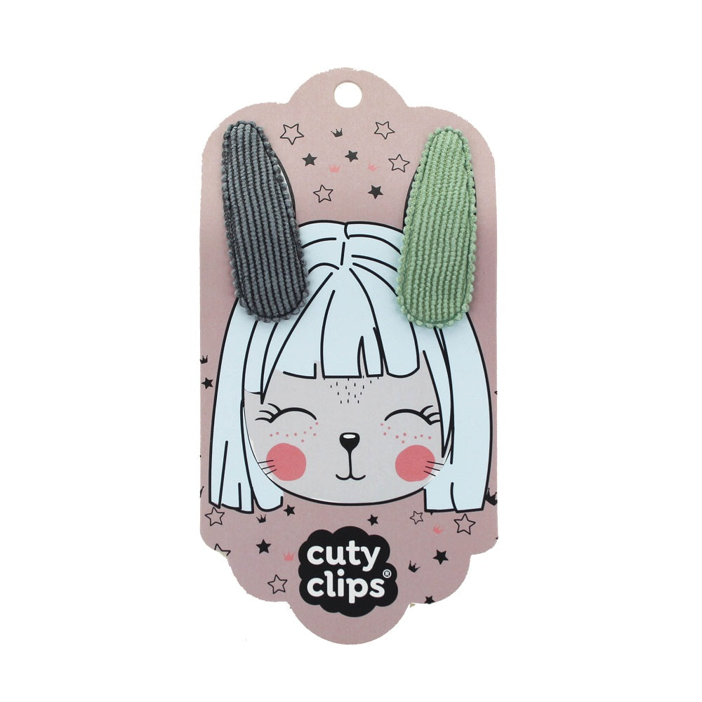 Haarclips Cuty Clips - Bunny Ears Grau-Grün