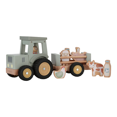 Holz-Traktor mit Anhänger & Figuren – Little Farm Spielset