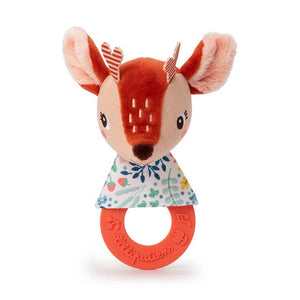 Rassel mit Silikon-Beißring  - Reh Stella