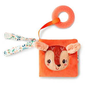 Weiches multifunktionales Mini-Buch mit Silikon-Beißring von Lilliputiens – Rehkitz Stella 6 m+