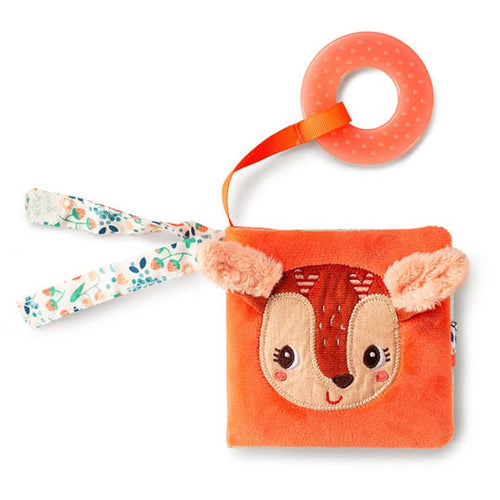 Weiches multifunktionales Mini-Buch mit Silikon-Beißring von Lilliputiens – Rehkitz Stella 6 m+