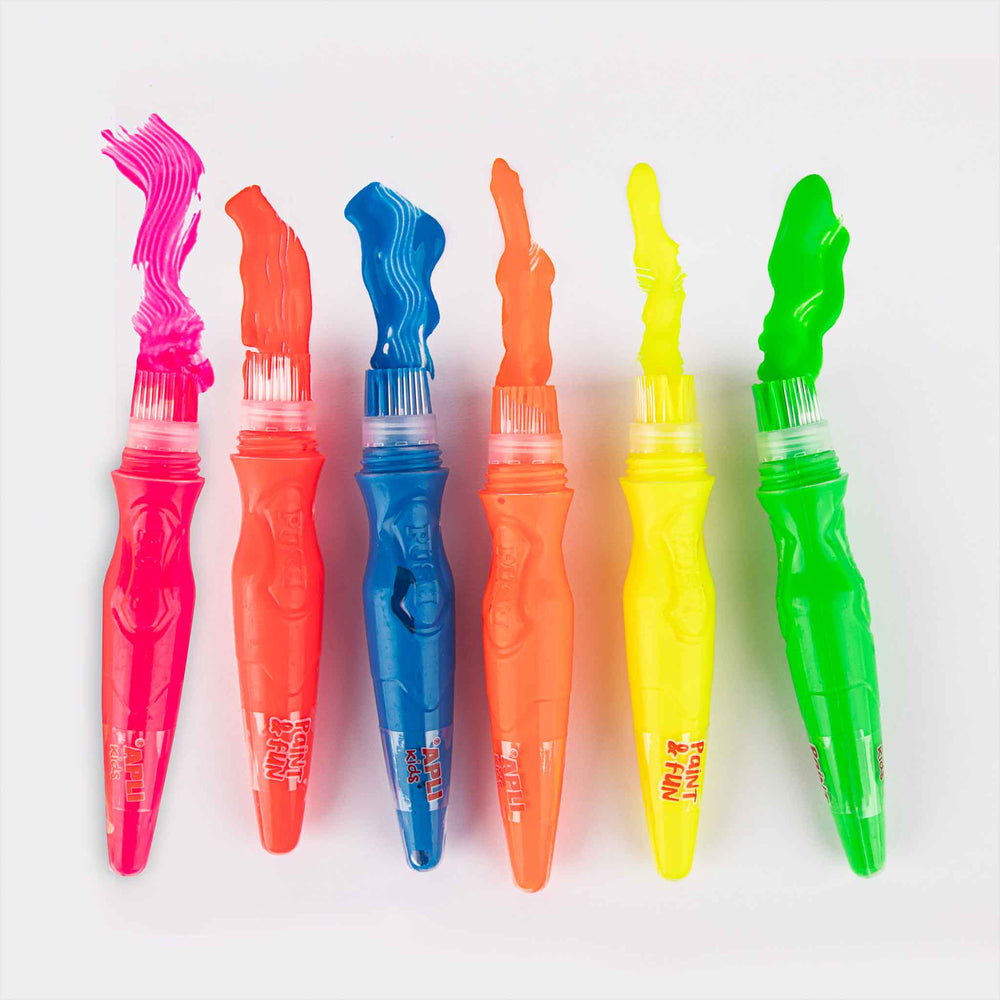 Farben in Tuben mit Pinsel – Neonfarben, 6 Stück