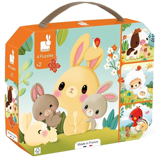 Progressive Puzzles – Tiere auf dem Bauernhof 4 Puzzles 2+