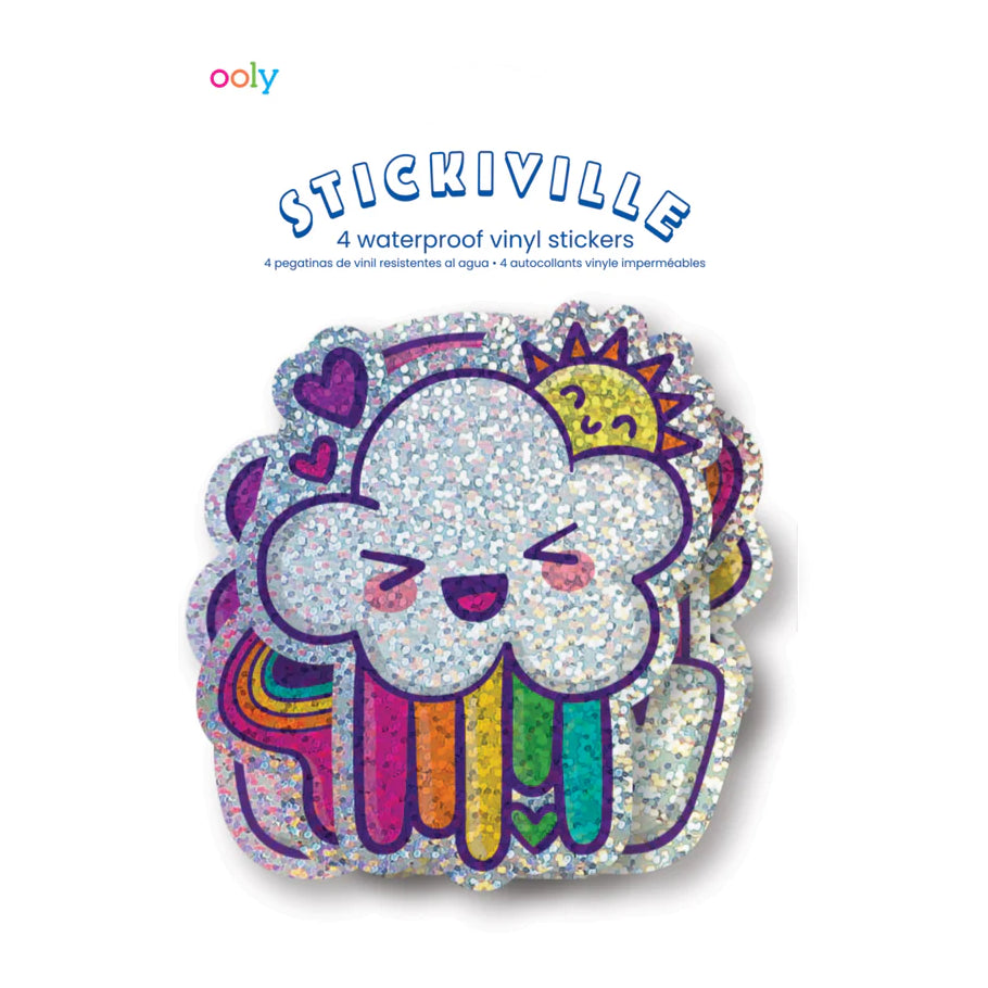 Wasserfeste Stickiville-Sticker – Glitzernder Regenbogen