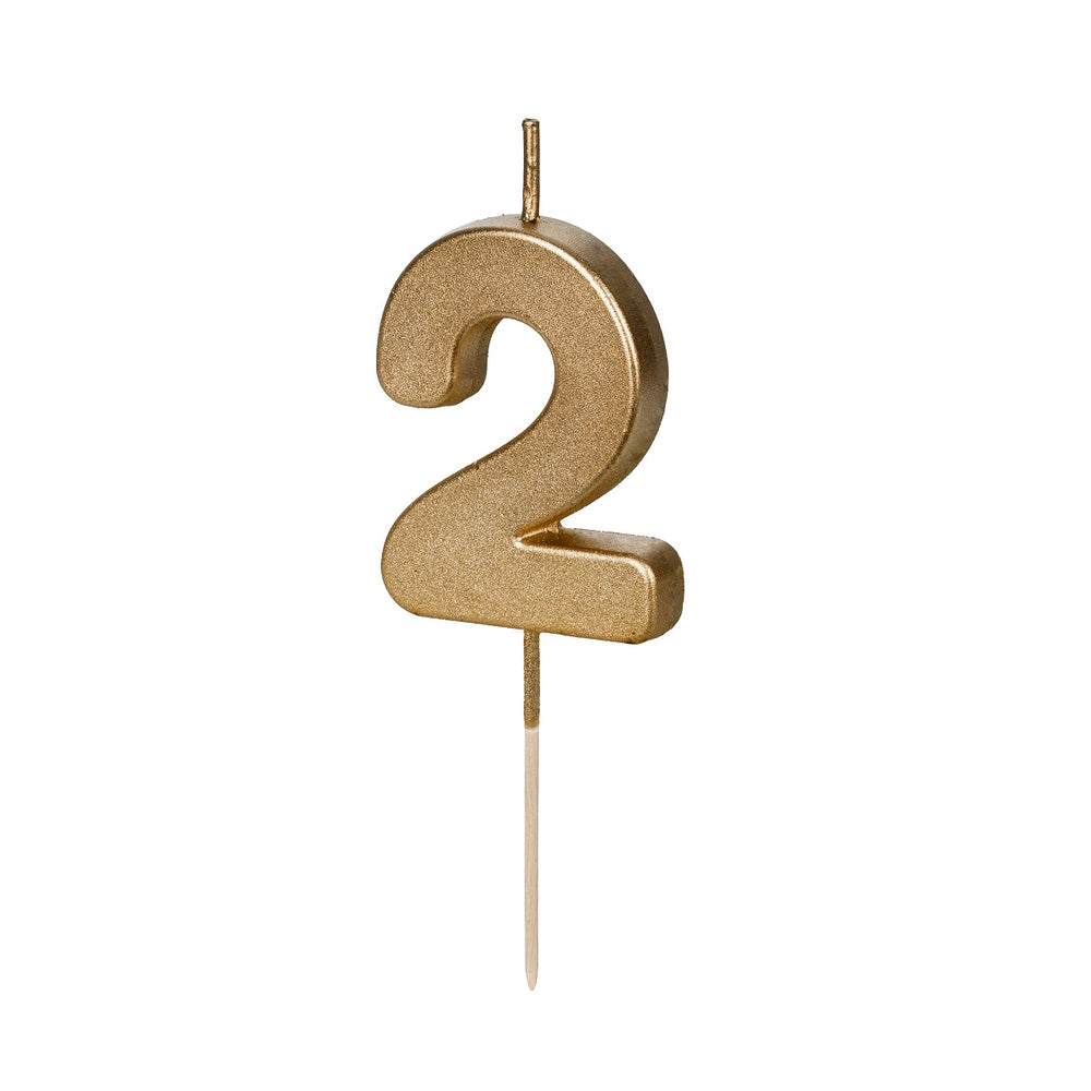 Geburtstagskerze 4,5 cm – Zahl 2 goldfarben