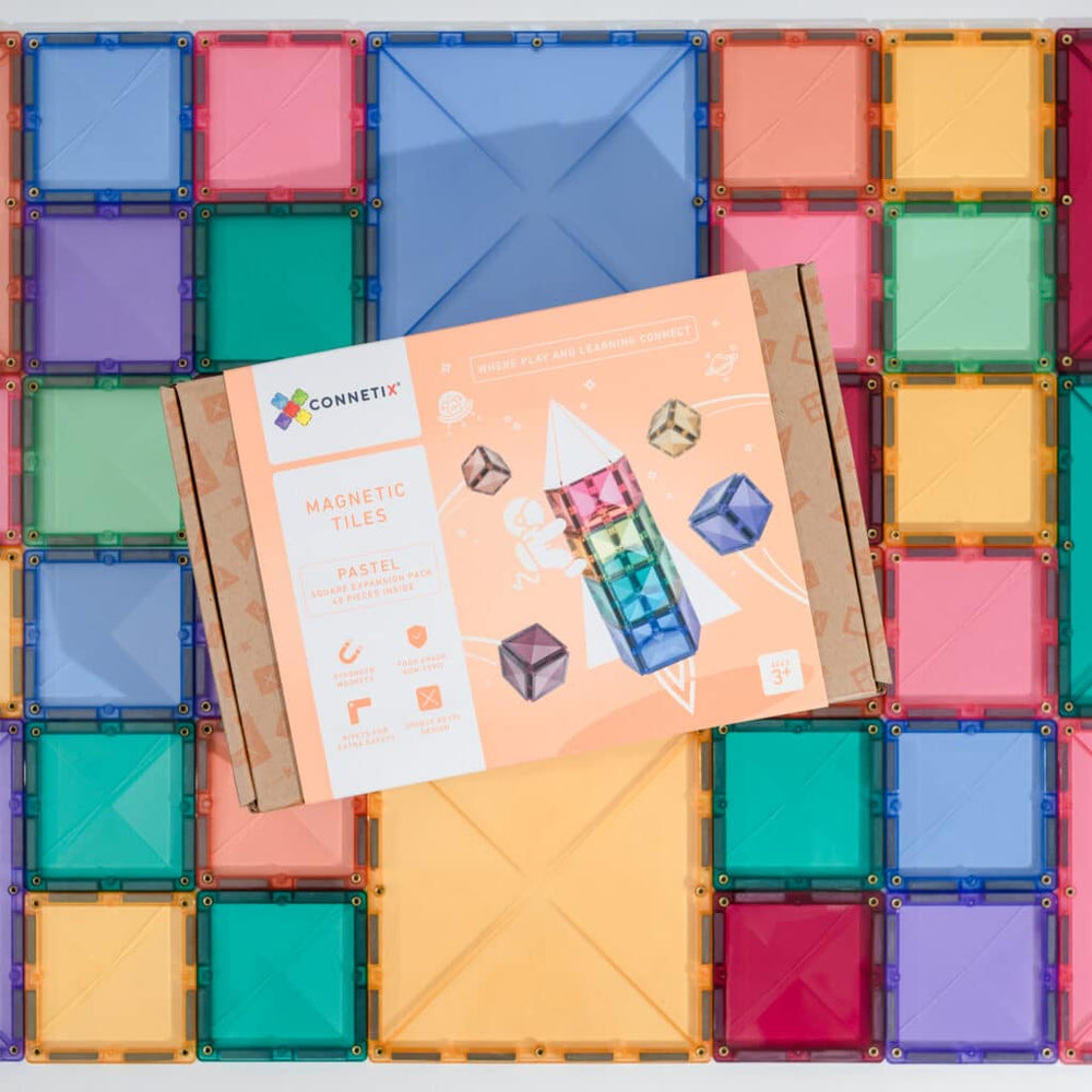 Magnetbausteine - Pastellfarbenes Quadrat Pack 40 Teile - Tublu.de