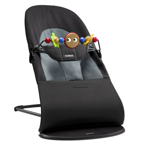 Babywippe BALANCE SOFT – Schwarz/Dunkelgrau + Spielzeug