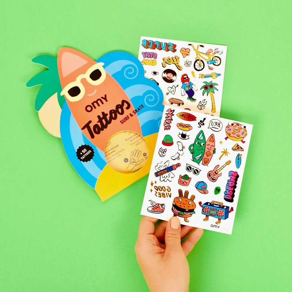 Tattoos für Kinder – Surf & Skate, 50 Stück