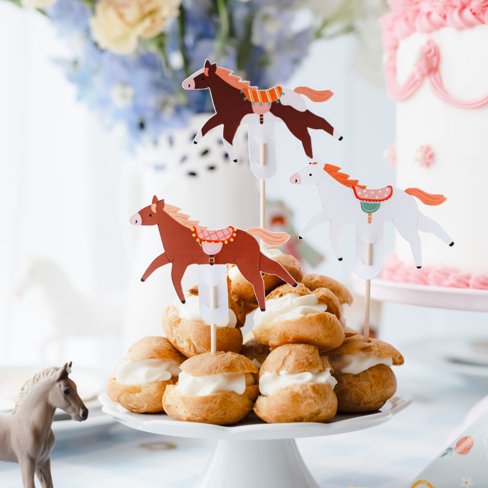 Muffin-Dekorationen, 6 Stück  - Pferde