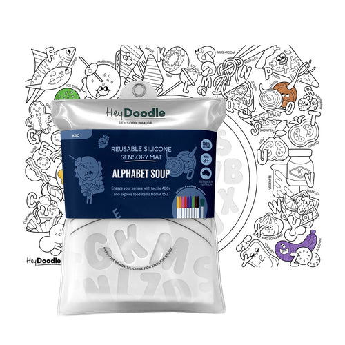 Sensorische Silikonmatte zum wiederholten Ausmalen – Alphabet-Suppe - Tublu.de
