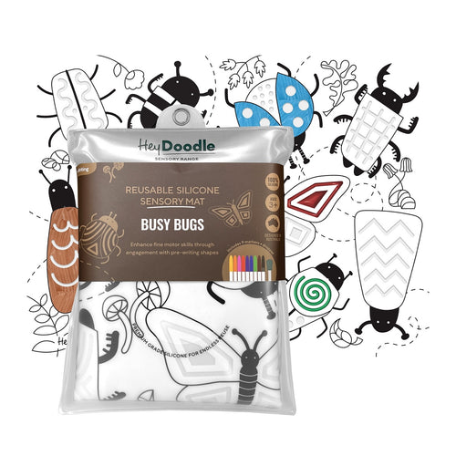 Sensorische Silikonmatte zum wiederholten Ausmalen – Muster und fleißige Käfer - Tublu.de