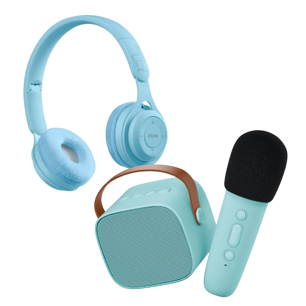 Karaoke-Set für Kinder + kabellose Kopfhörer - Himmelblau