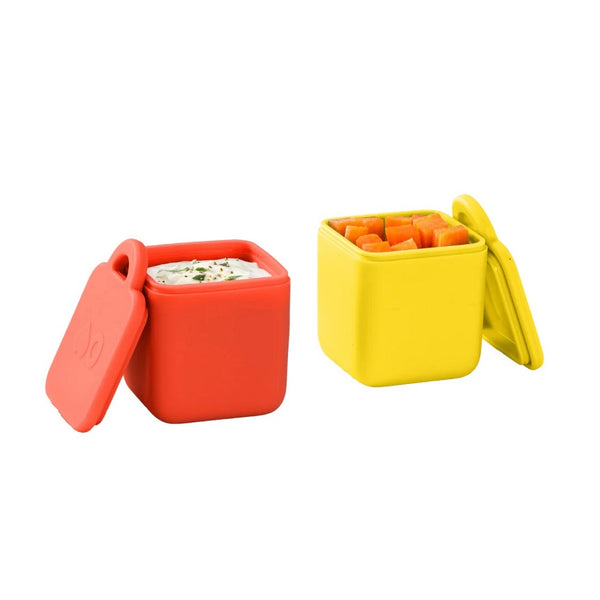 Zwei luftdichte Behälter für die Lunchbox OmieDip – Gelb Rot
